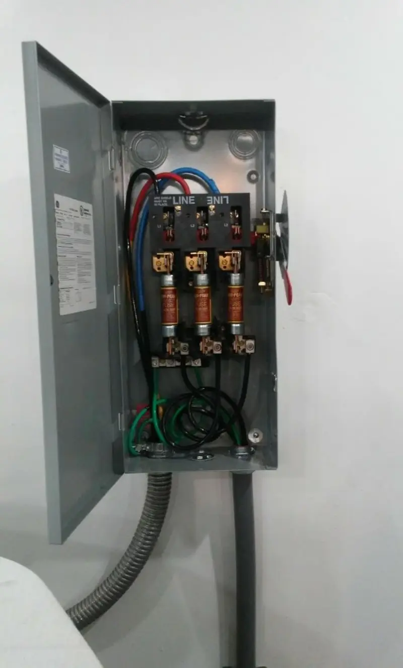 Three-phase disconnect switch installed for Smoke Detector Installation in Stony Point