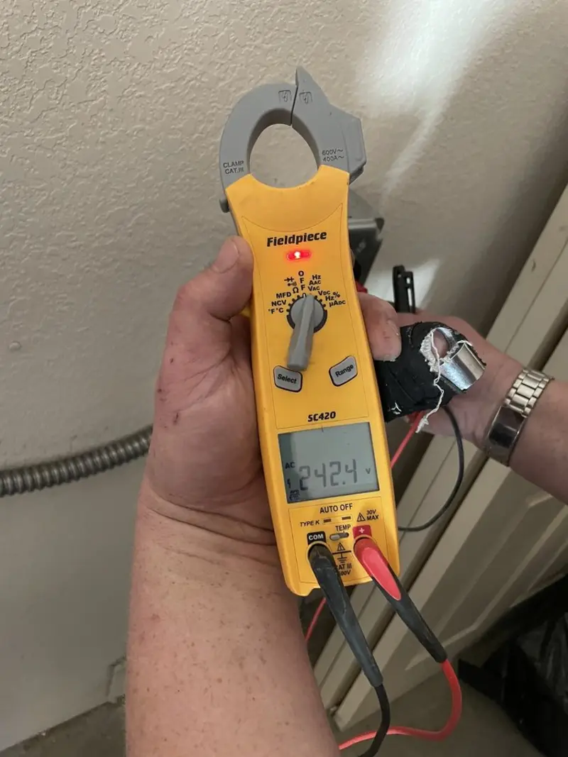Voltage testing with clamp meter during Electrical Installation Services in Stony Point